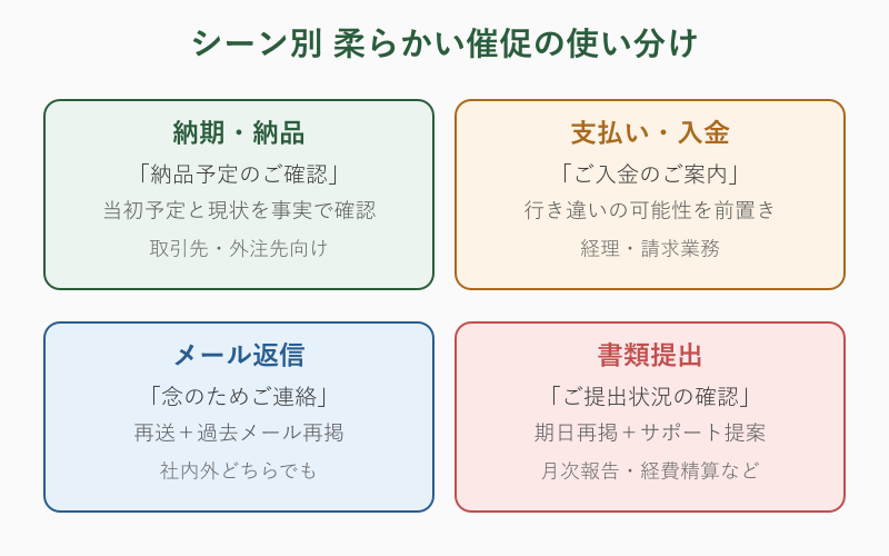 催促 ビジネス 柔らかく シーン別使い分けマップ