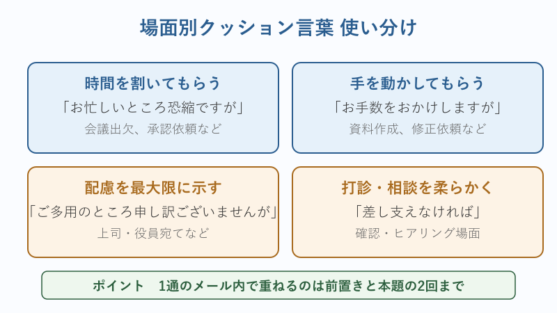 催促 メール 社内 クッション言葉の使い分け