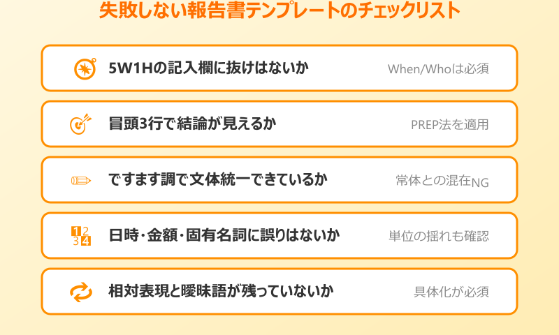失敗しない報告書テンプレートのチェックリスト
