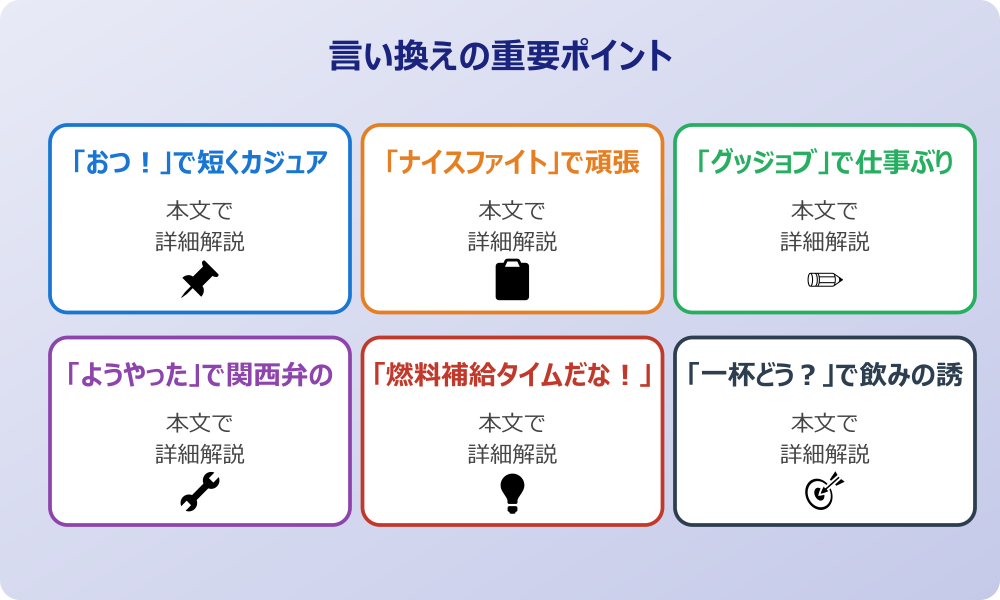 「お疲れ様」の面白いカジュアル言い換え表現
