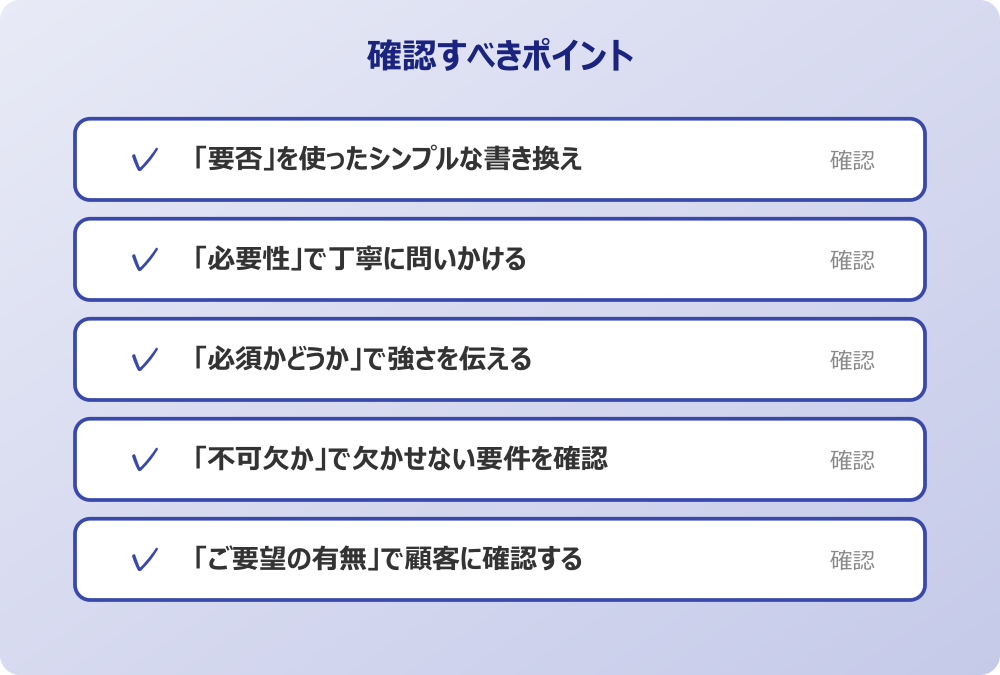 「ご要望の有無」で顧客に確認する