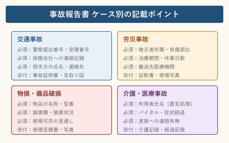 事故報告書 書き方 例文 ケース別の記載ポイント