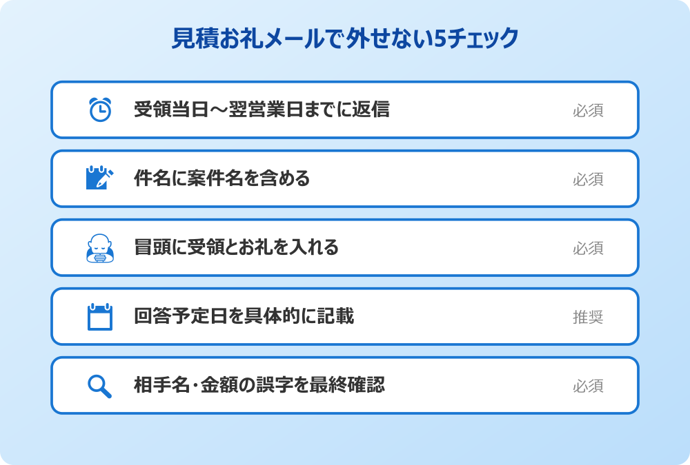 見積 依頼 お礼 メール 基本構成チェックリスト