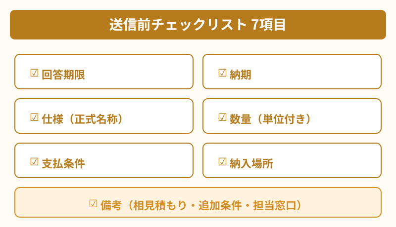 見積書 依頼テンプレート 送信前チェックリスト7項目