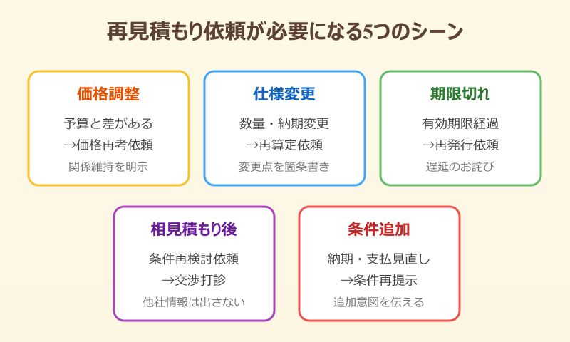 再見積もり依頼メールが必要になる場面