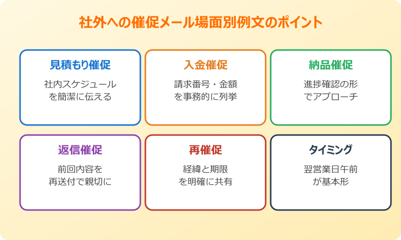 催促 メール 例文 社外 社外への催促メールの場面別例文集