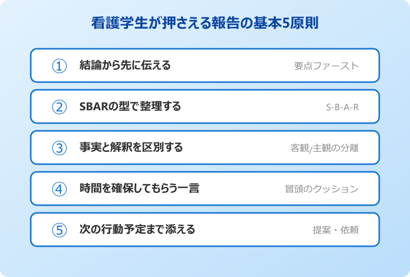 看護学生 報告の仕方 例文 基本原則