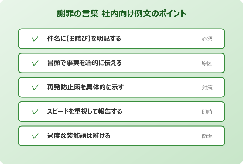 謝罪の言葉 社内向け例文のポイント
