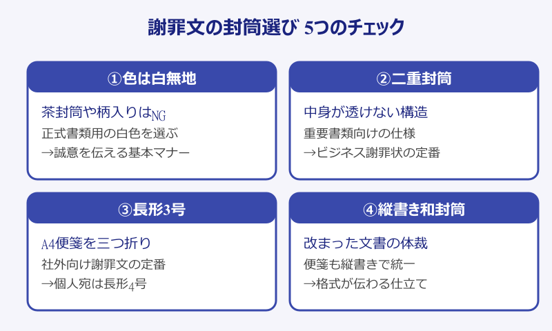 謝罪文の封筒選び 5つのチェック