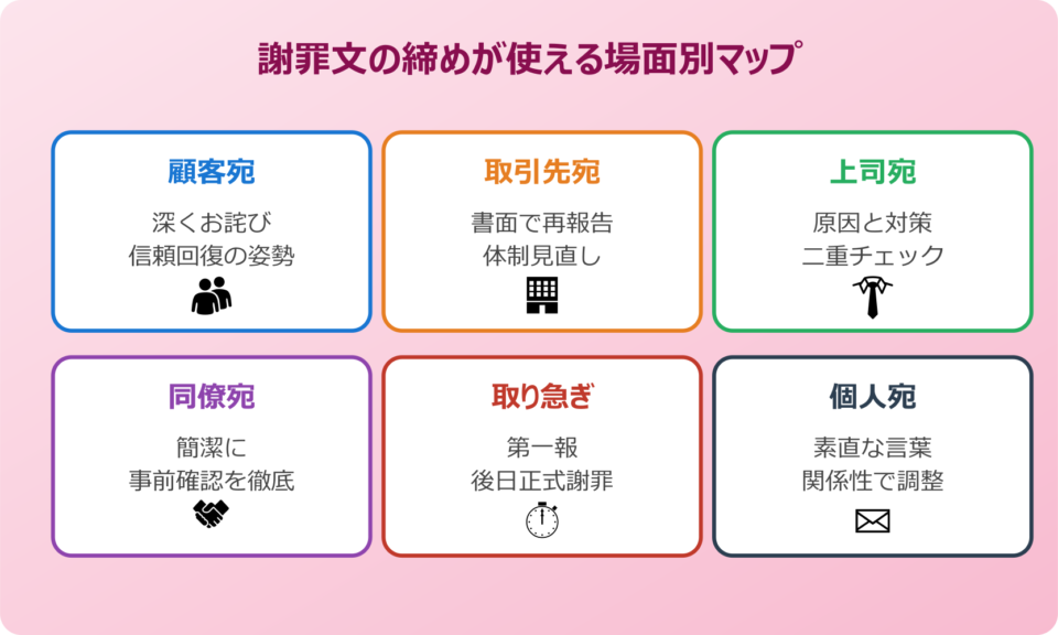 謝罪文 締め 場面別 例文マップ