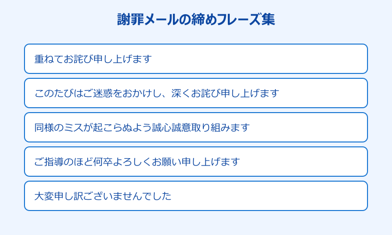 仕事 ミス 謝罪メール 上司 締めの一文