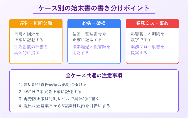 始末書の書き方 ケース別の書き分けポイント
