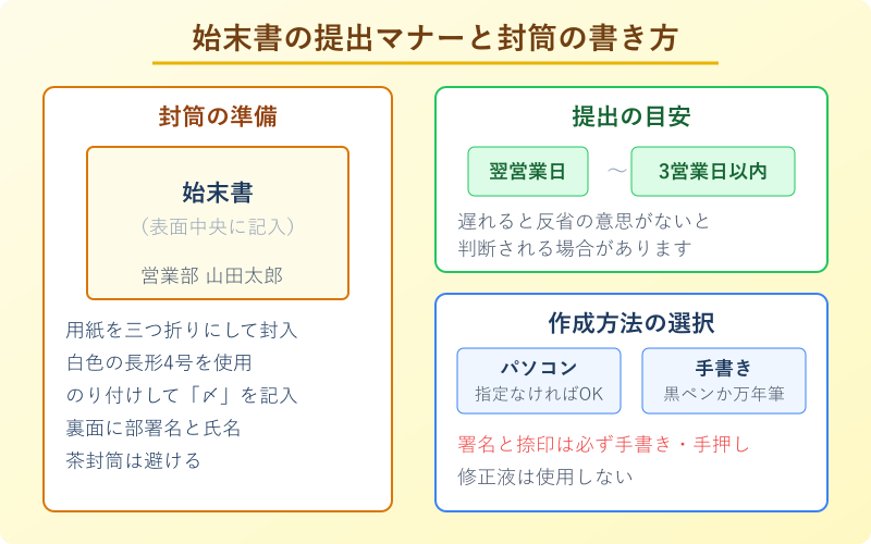 始末書の書き方 提出時の封筒マナーと期限の目安