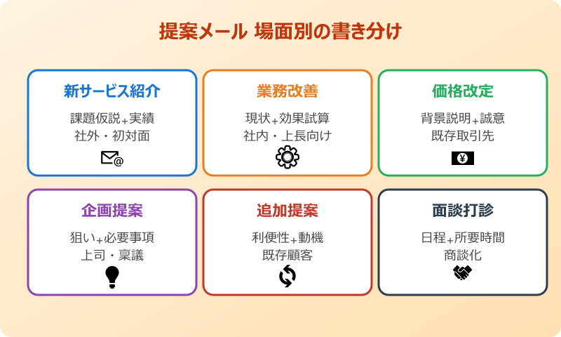 提案メール 場面別の例文カード