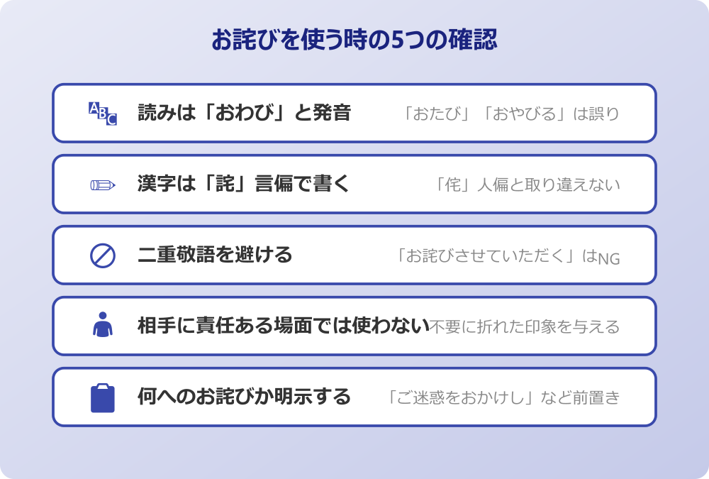 お詫び 読み方 5つの確認チェックリスト