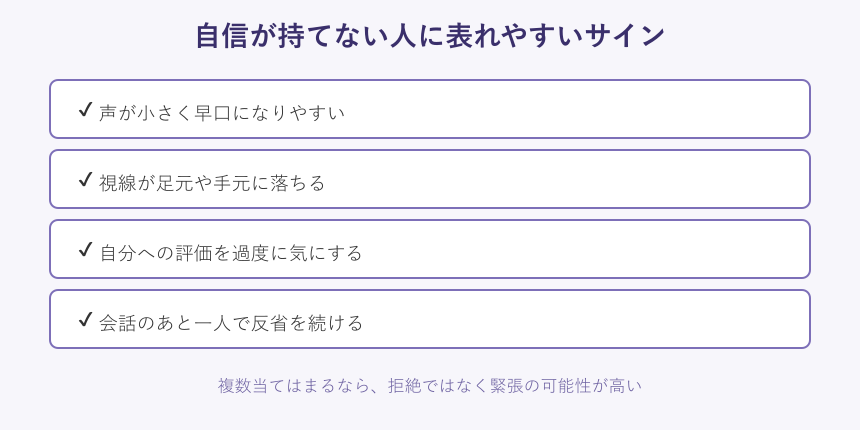 自信が持てない人に表れやすいサインのチェックリスト