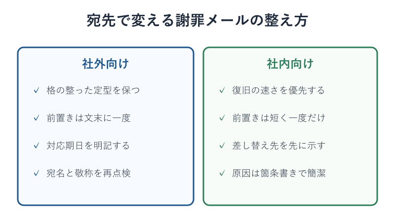 社外と社内の書き分けチェック表