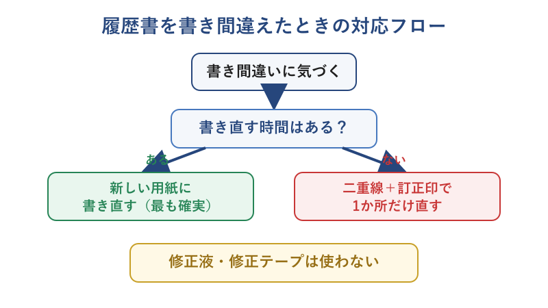 書き間違い時の対応フロー図