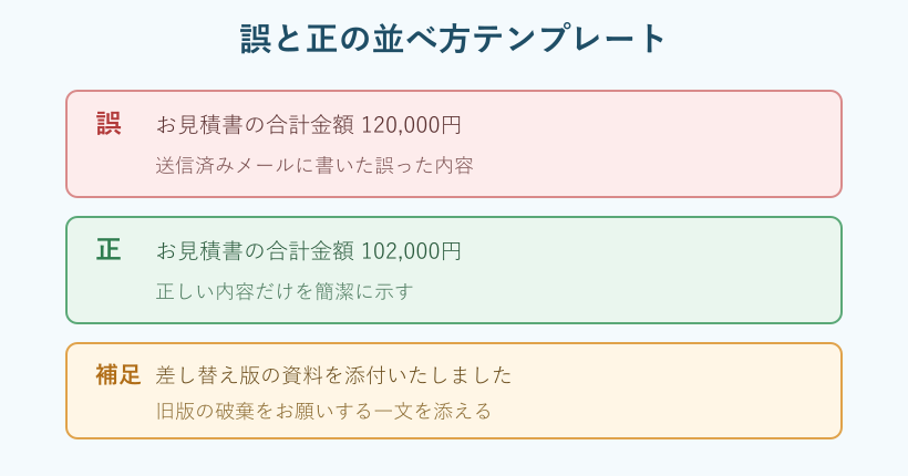 誤りと訂正内容を並べる書き方