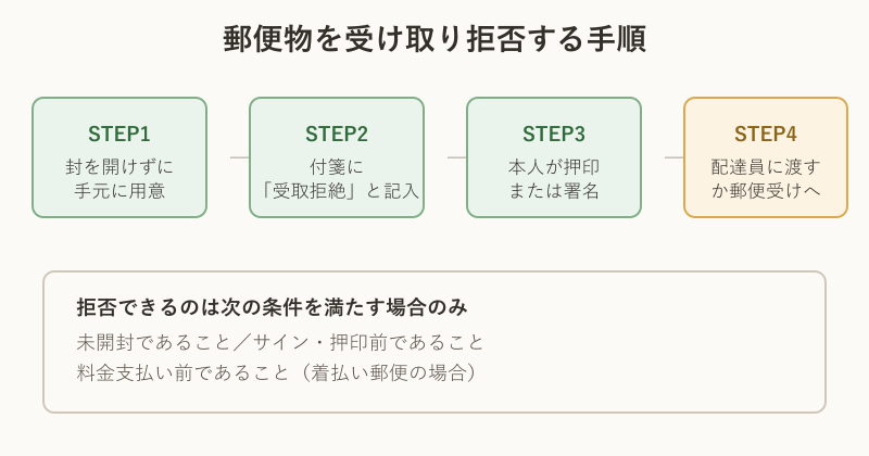 郵便物受け取り拒否の手順図