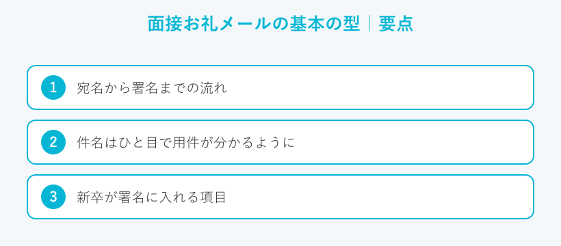 面接お礼メールの基本の型の要点