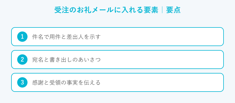 受注のお礼メールに入れる要素の要点